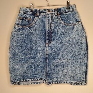 Jordache 80's Acid Wash Mini Denim Skirt Size 11/12